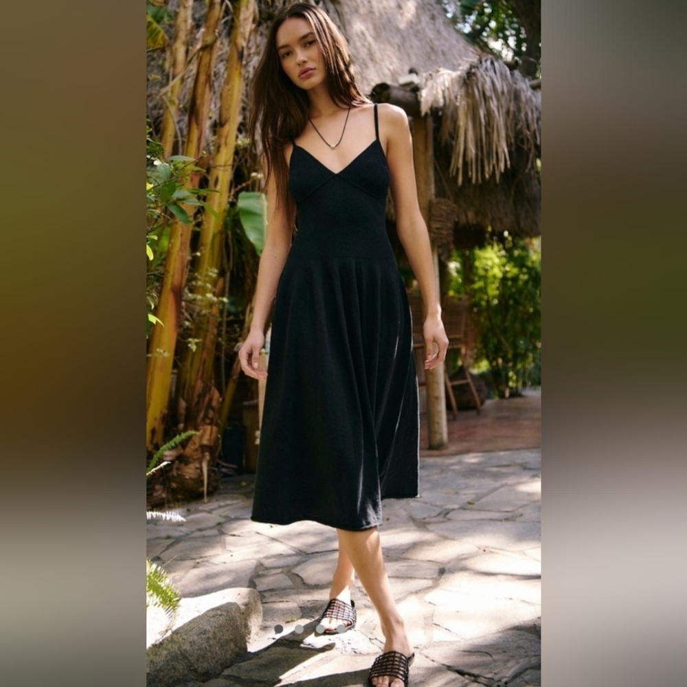 Free People Tula Sweater Midi Dress In Black